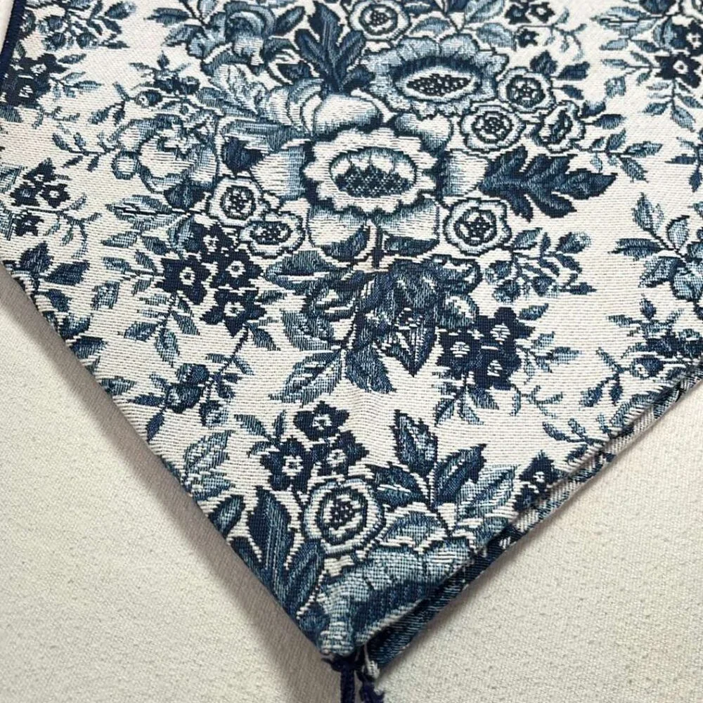 Table Runner 70X13 Blue and White Classic Elegance Fine Dining Quiet Luxury‎